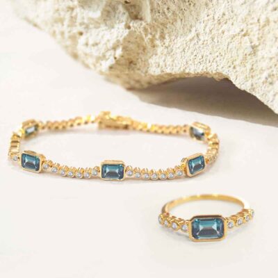 Nikki Teal Topaz Tennis Bracelet & Ring Set